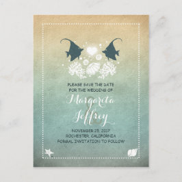 Ombre schattig strand save the date briefkaarten