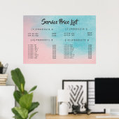 Ombre Service Prijs Menu Op Maat Gedrukt Poster (Thuiskantoor)