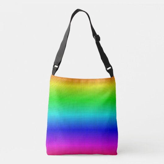 Ombre Shaded Rainbow Neon Grid Crossbody Tas (Achterkant)