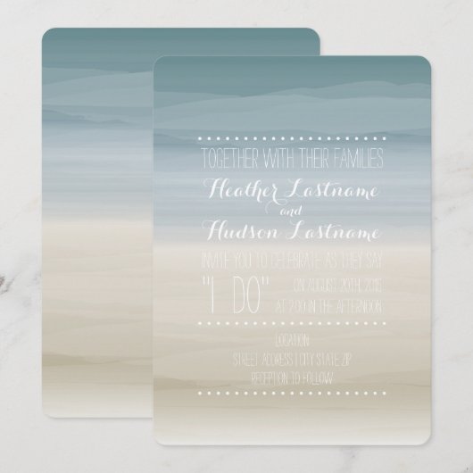 Ombre Shore Beach Wedding Kaart (Voorkant / Achterkant)