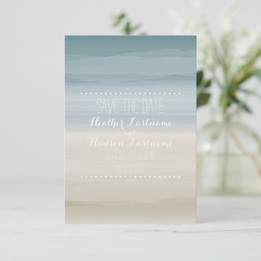 Ombré Shore Beach Wedding Save the Date (Staand voorkant)