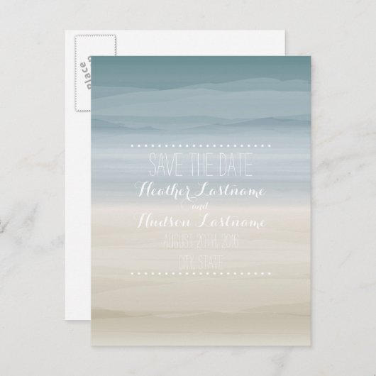 Ombré Shore Wedding Sla de datum op Aankondigingskaart (Voorkant / Achterkant)