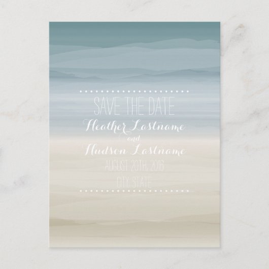 Ombré Shore Wedding Sla de datum op Aankondigingskaart (Voorkant)