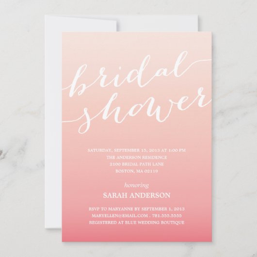 OMBRE SHOWER | BRIDAL SHOWER INVITATION KAART (Voorkant)