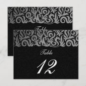 Ombre Silver en Black Swirling Border Wedding Briefkaart (Voorkant / Achterkant)