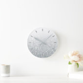 Ombre Silver Sparkly White Blue Ronde Klok (Huis)