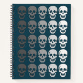 Ombre Skulls, Blauwgroen Notitieboek (Voorkant)