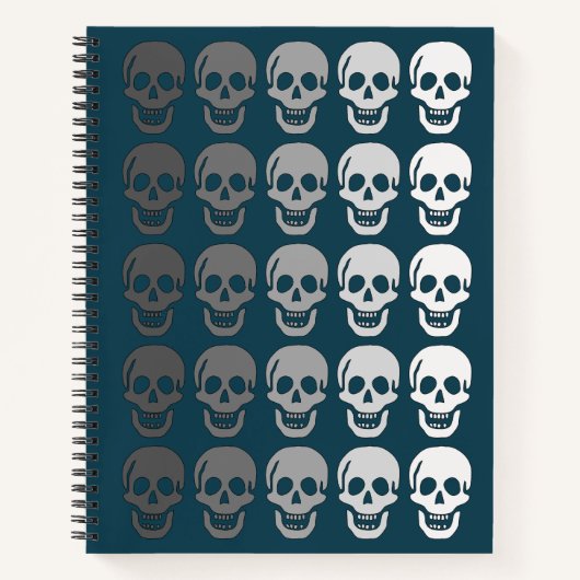 Ombre Skulls, Blauwgroen Notitieboek (Voorkant)