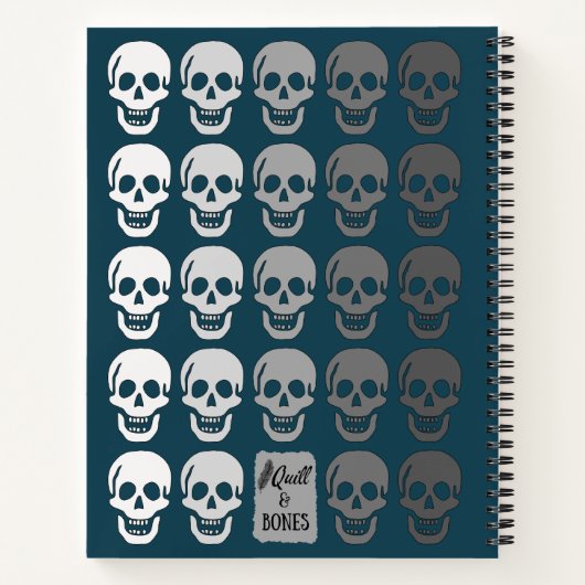 Ombre Skulls, Blauwgroen Notitieboek (Achterkant)