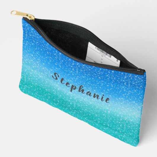 Ombre Sparkles blauw en groen glitter Etui (Open)