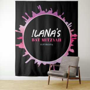 Ombre Splatter Bat Bar Mitzvah Foto-Op achtergrond Wandkleed