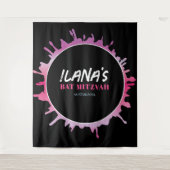 Ombre Splatter Bat Bar Mitzvah Foto-Op achtergrond Wandkleed (Voorkant)