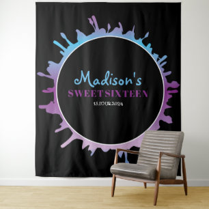 Ombre Splatter Sweet Sixteen 16 foto-op achtergron Wandkleed