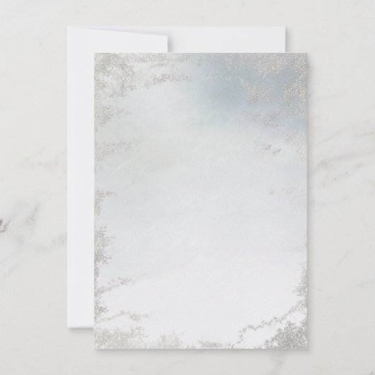 Ombre Stoffig Blauw Frosted Zilver Bruiloft Douche Kaart (Achterkant)