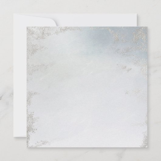 Ombre Stoffig Blauw Frosted Zilver Bruiloft Vierka Kaart (Achterkant)