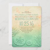 Ombre strand bruiloft uitnodigingen - blos blauwgr (Voorkant)