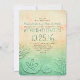 Ombre strand bruiloft uitnodigingen - blos blauwgr