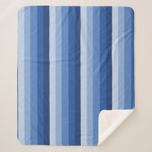 Ombre strepen in blauwe tonnen sherpa deken
