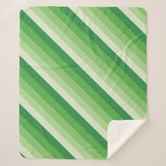 Ombre strepen in diagonaal groene tinten sherpa deken (Voorkant)