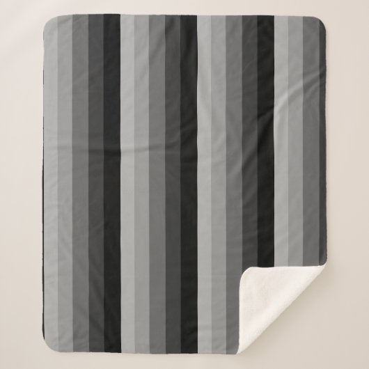 Ombre strepen in grijze tonnen sherpa deken (Voorkant)