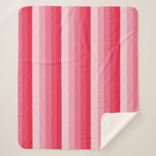 Ombre strepen in rode tot roze tinten sherpa deken