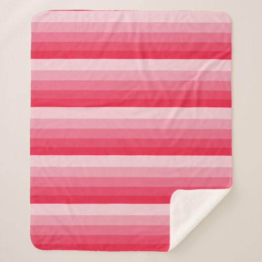 Ombre strepen in rode tot roze tinten sherpa deken (Voorkant)