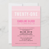 OMBRE STRIPE 21E verjaardagsfeest UITNODIGEN chiqu Kaart (Voorkant)