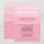 OMBRE STRIPE 21E verjaardagsfeest UITNODIGEN chiqu Kaart (Voorkant / Achterkant)