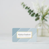 OMBRE STRIPE modern stylish chic cute dusty blue Visitekaartje (Staand voorkant)