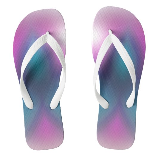 Ombre Sunburst Pink & Blue Pair van Teenslippers (Voetbed)