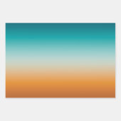  Ombre Sunny Oranje & Blauwgroen Blauwe Gradiënt P Inpakpapier Vel (Voorkant 3)