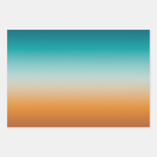  Ombre Sunny Oranje & Blauwgroen Blauwe Gradiënt P Inpakpapier Vel (Voorkant)