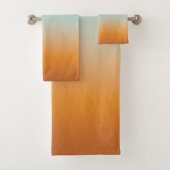 Ombre Sunny Oranje en Blauwgroen Blauw Gradiënt Bad Handdoek (Insitu)