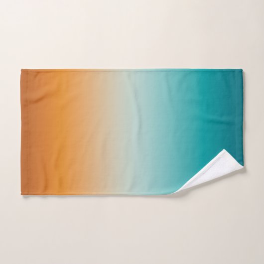 Ombre Sunny Oranje en Blauwgroen Blauw Gradiënt Bad Handdoek (Handdoek)