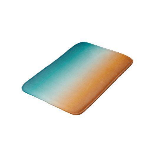 Ombre Sunny Oranje en Blauwgroen Blauw Gradiënt Badmat (Gekanteld)