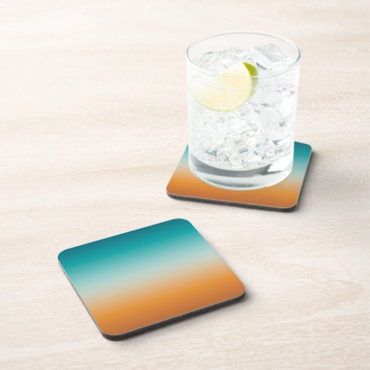 Ombre Sunny Oranje en Blauwgroen Blauw Gradiënt Bier Onderzetter (Rechterzijde)