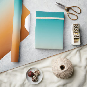 Ombre Sunny Oranje en Blauwgroen Blauw Gradiënt Cadeaupapier