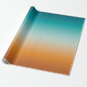 Ombre Sunny Oranje en Blauwgroen Blauw Gradiënt Cadeaupapier (Uitgerold)