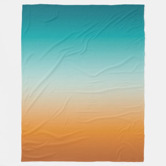  Ombre Sunny Oranje en Blauwgroen Blauw Gradiënt Fleece Deken (Voorkant)