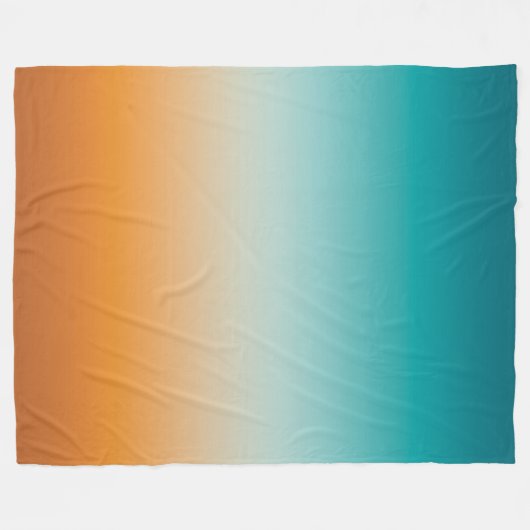  Ombre Sunny Oranje en Blauwgroen Blauw Gradiënt Fleece Deken (Voorkant (Horizontaal))