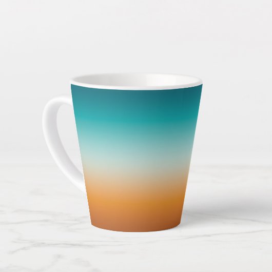  Ombre Sunny Oranje en Blauwgroen Blauw Gradiënt Latte Mok (Linkerhoek)