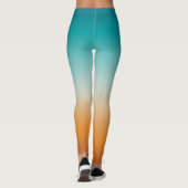 Ombre Sunny Oranje en Blauwgroen Blauw Gradiënt Leggings (Achterkant)