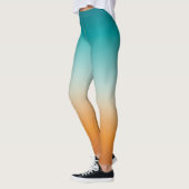 Ombre Sunny Oranje en Blauwgroen Blauw Gradiënt Leggings (Links)