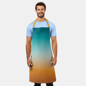 Ombre Sunny Oranje en Blauwgroen Blauw Gradiënt Schort (Gedragen)