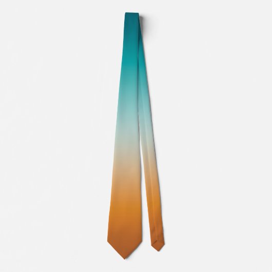 Ombre Sunny Oranje en Blauwgroen Blauw Gradiënt Stropdas (Voorkant)