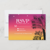 Ombre Sunset Beach Tropical Palm Trees Wedding Kaart (Voorkant)