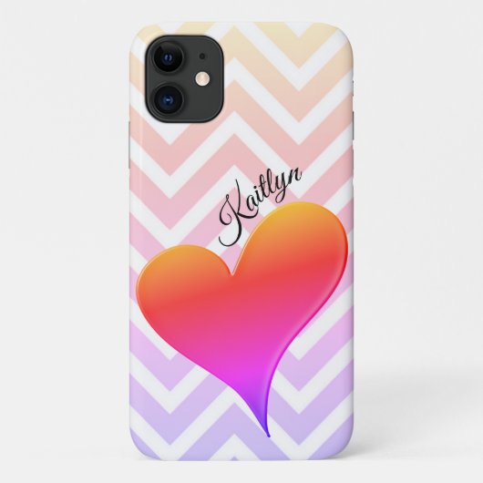 Ombre Sunset Heart on Chevron Stripe Phone Case (Achterkant)