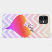 Ombre Sunset Heart on Chevron Stripe Phone Case (Achterkant (horizontaal))