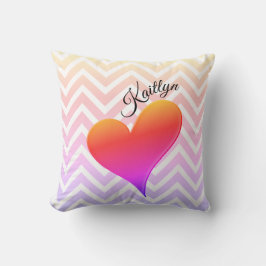 Ombre Sunset Heart on Chevron Stripe Sierkussen