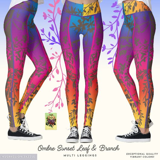Ombre Sunset Leaf en Branch Leggings